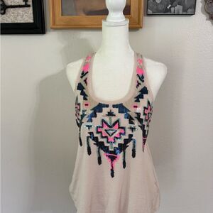Express Aztec Sequin Tank Top - Pink, Black, and Blue